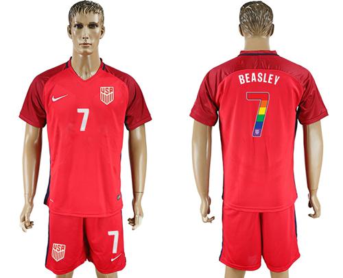 USA #7 Beasley Red Rainbow Soccer Country Jersey